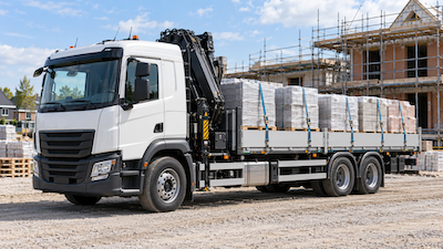 Witte-bouwtruck-met-laadkraan